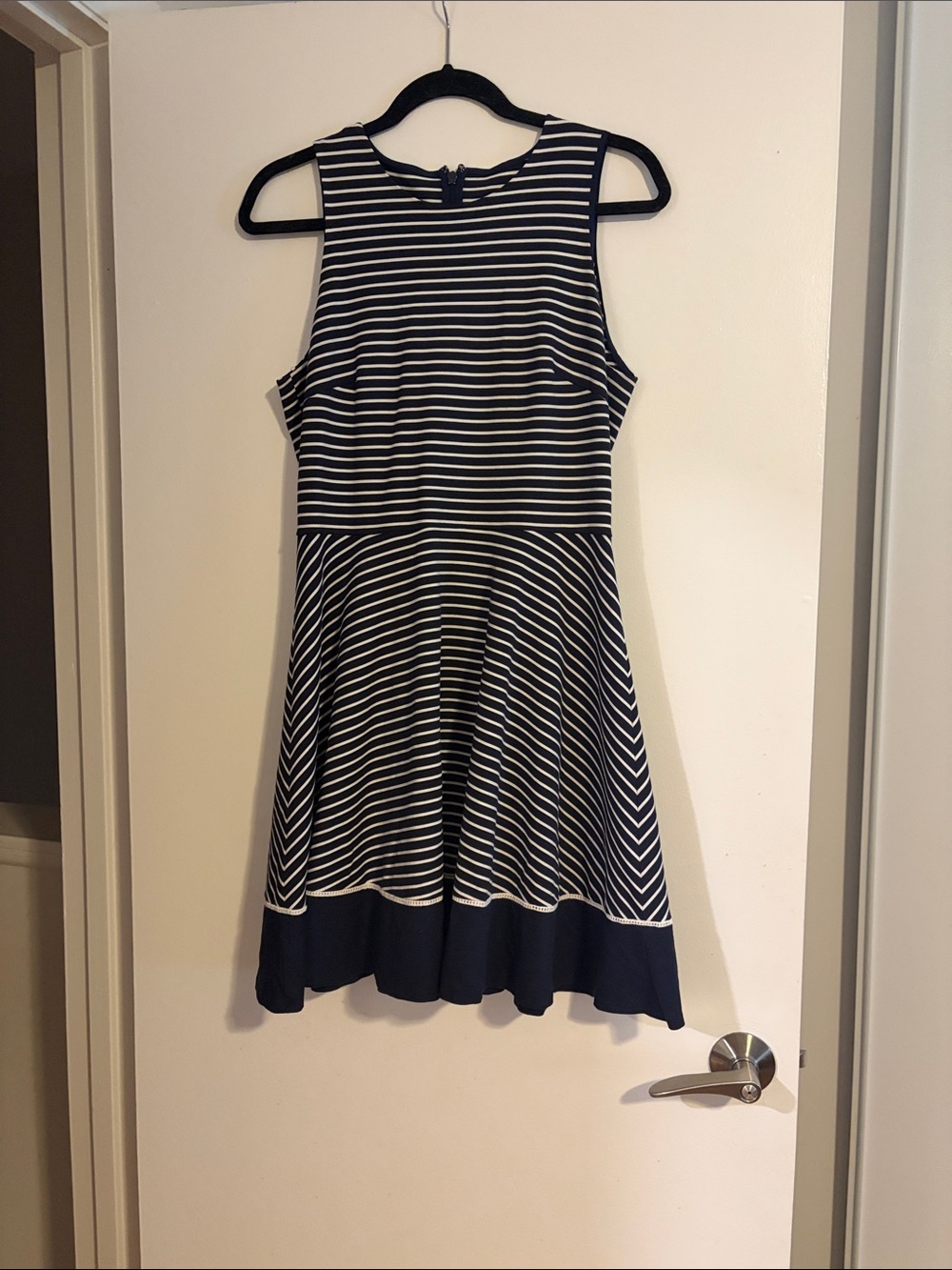 kate spade Navy and White Striped Fit-and-Flare Sleeveless Dress